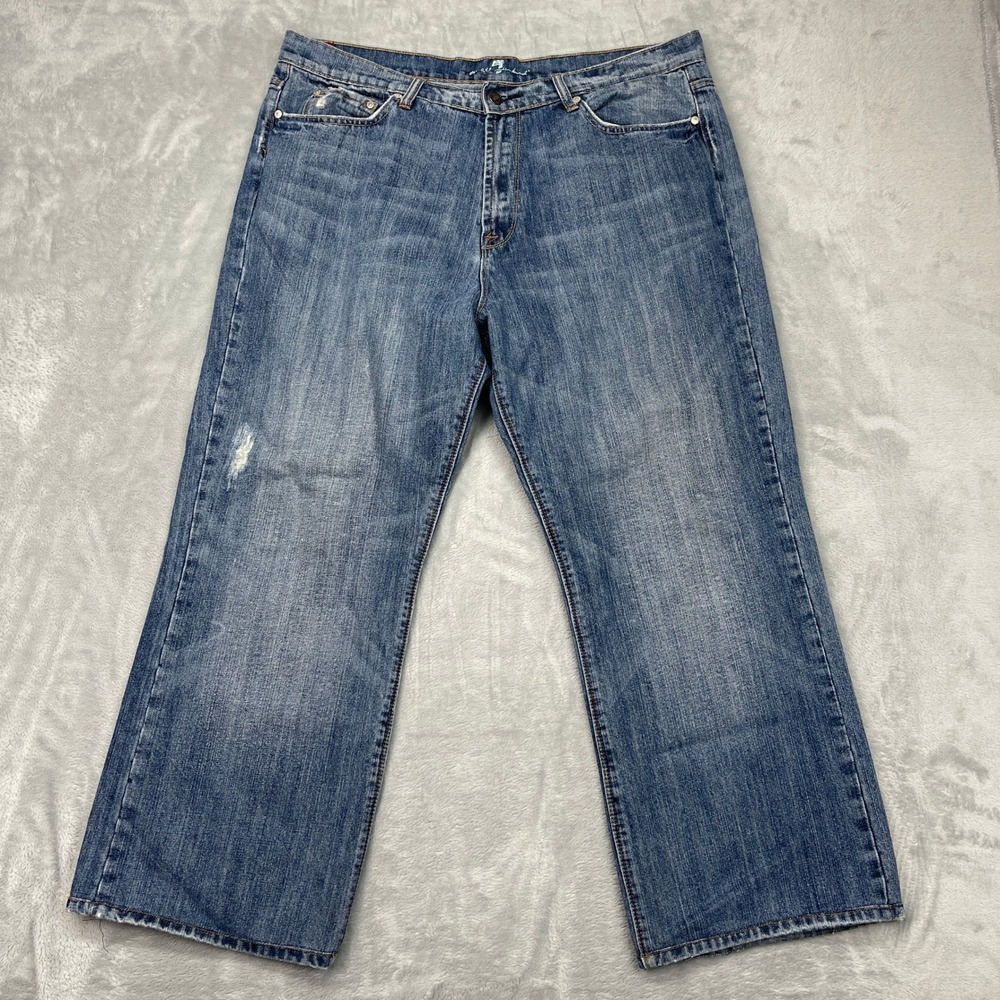Vtg 7 For‎ All Mankind Slimmy Jeans Mens 38 Blue Crop Straight Leg Made In USA